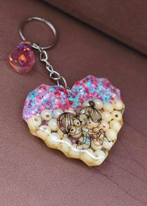 Resin Customized Heart Couple Keychain