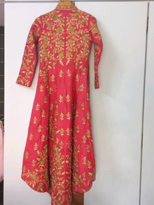 Red Embroidered Anarkali Dress