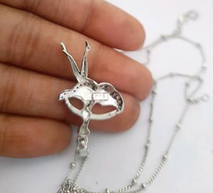 925 Silver Hallmarked Exclusive Doll Pendant And Chain With Cz Stone And Enamel