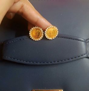 Gold Tone Black &amp; Rhinestone Dangle Earrings