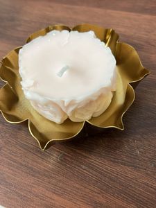 Rose Candle in Gold Diya Holder