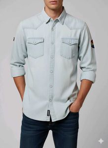 Sky Blue shacket Denim Shirt Jacket