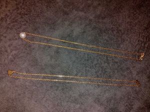 Gold Pearl &amp; Heart Necklace Set