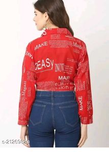 Red Printed Tie-Up Crop Top