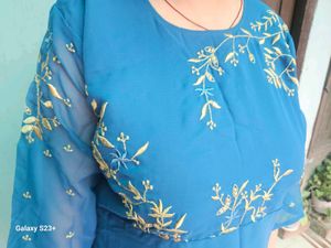 PEACOCK COLOUR LONG GOWN WOMEN