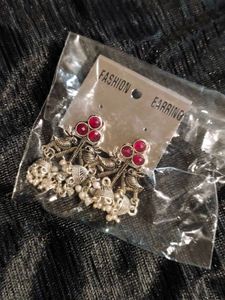 Red Stone Jhumka Earrings