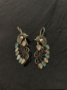 Blue-lilac Oxidised Silver Earrings