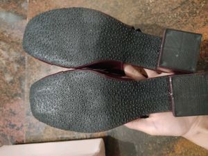 Burgundy Mary Jane Heels - Size 38