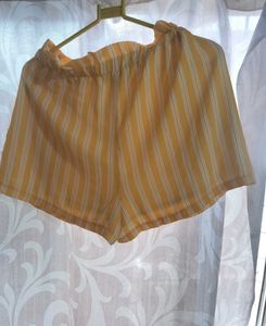Yellow Striped Ruffle Shorts