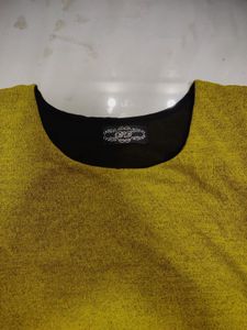 Mustard And Black Mesh top