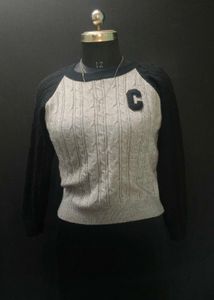 Stylish Grey Cable Knit Sweater