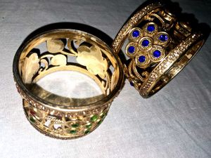 Gold Plated Kadas Bangles 2 Pcs