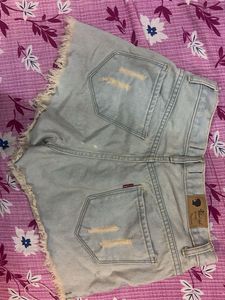 Ripped Denim Shorts
