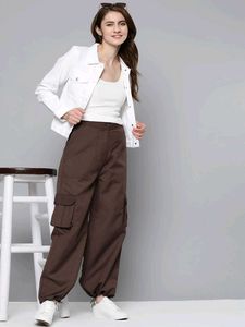 Women Loose Fit Balloon Cargo Trousers
