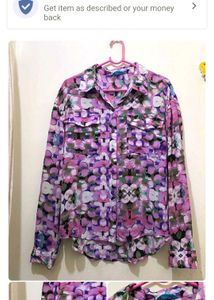 Green Button-Down Shirt 34-36 stretchable