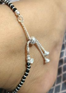 Evil eye pure silver anklet