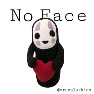 No Face Plush Keychain And Black Pouch