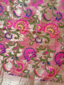 Pink Banarasi Silk Duppata