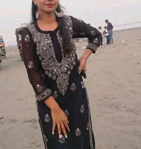 Chicken Kari Black Kurta With Attached Inner!!