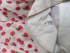 Apple Print White Skirt
