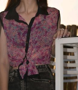 Pink Black Floral Shirt