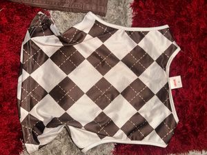 y2k print pinteresty brown and creme crop top