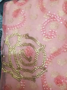 Pink &amp; Gold Sequin Dupatta
