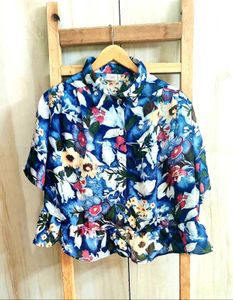 Multicolour Printed Crop Shirt Size-42-44