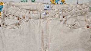 Beige Straight Leg Jeans