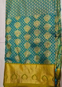Golden Yellow And rama green Saree