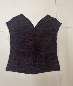 Textured V Neck Top