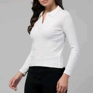 White Polo Collar Top🤍