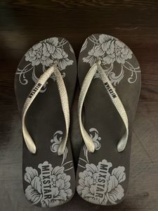 grey rubber slippers