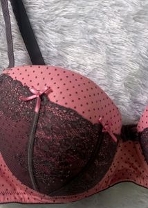 Pink Polka Dot Lace Bra