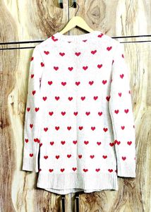 Heart Pattern Knit Sweater size-36-M