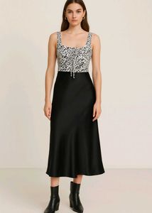 Black Biased Midi Skirt