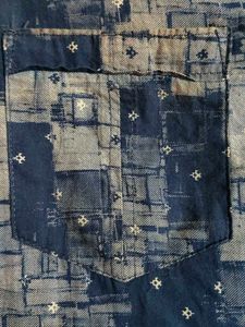 Blue Patterned Button-Down Shirt