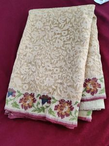 Party Wear Brasso Design Weaving On Net Saree