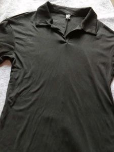 Simple Black Polo Dress (Calf Length)