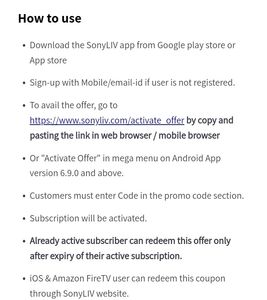 SONY LIV Subscription Of 6 Month