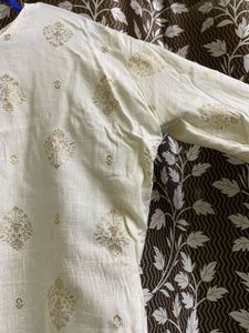 Cream &amp; Gold Print Tunic Short Kurti ❤️‍🔥