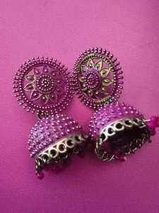 Pink Jhumka Earrings