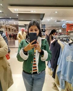 Warm fur inside denim jacket