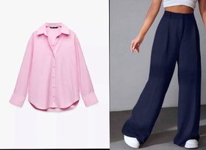 Combo- Pink Oversized Shirt & Navy Blue Trouser