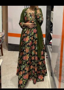 Floral Anarkali Suit with Dupatta