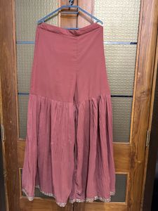 Dusty Pink Kurta With Sharara Pants And Net Dupata