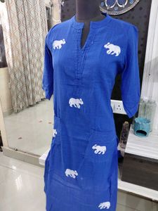 Blue Elephant Print Kurta