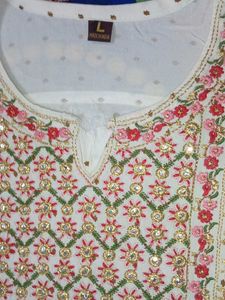 Embroidered White Kurta