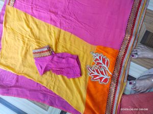 2 Colour Saree With Blouse