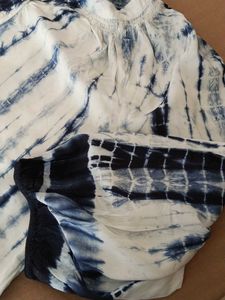 Blue &amp; White Tie-Dye Blouse